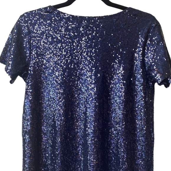 Lulus Light Up the Night Navy Blue Sequin Shift Dress XS - Picture 10 of 12